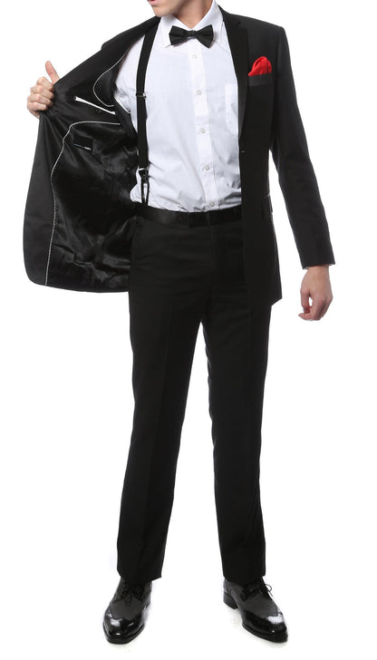 TX2000 2pc Black Slim Fit Notch Lapel Tuxedo