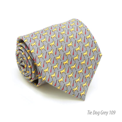 Dog Grey Necktie with Handkerchief Set