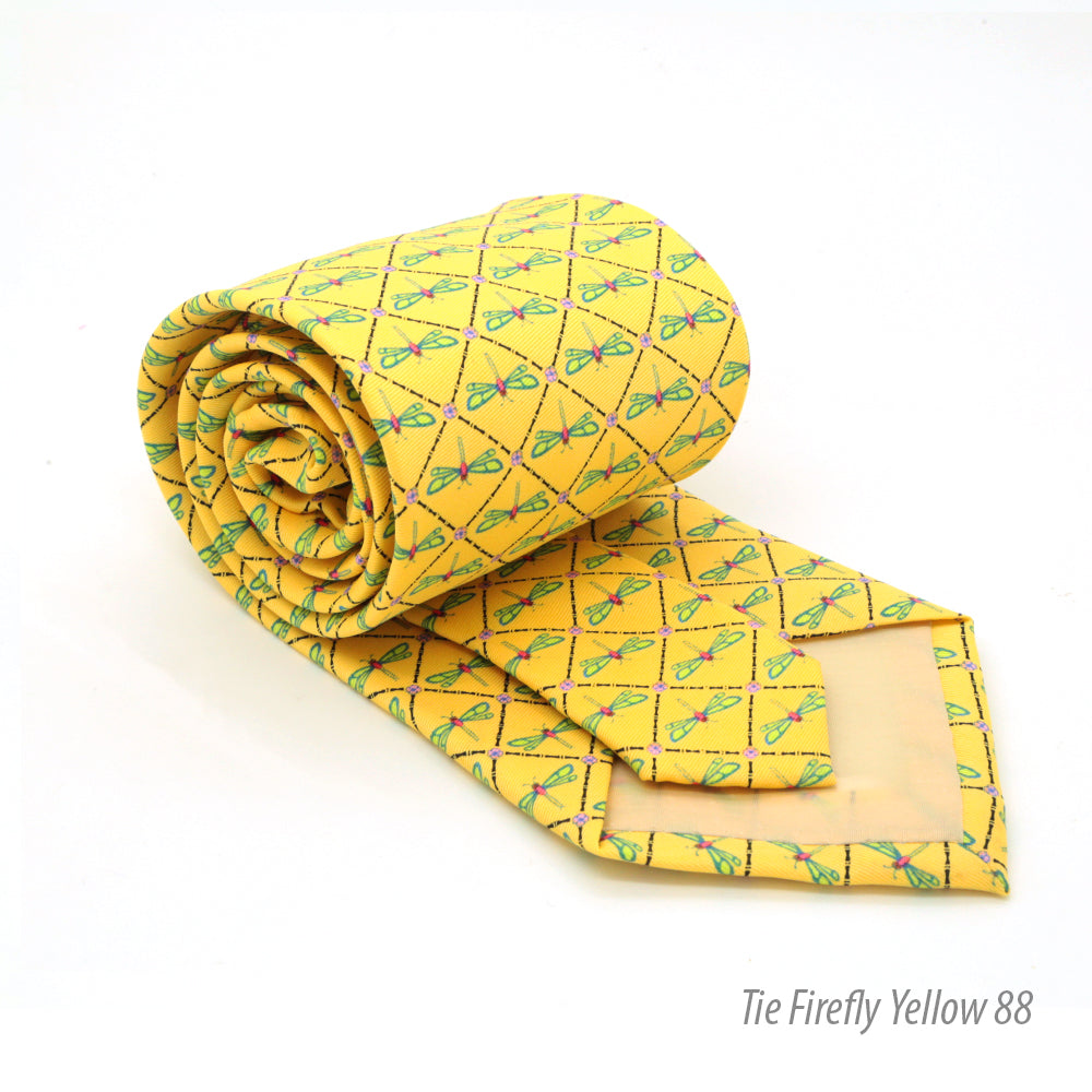 Firefly Yellow Necktie with Handkerchief Set