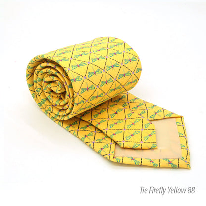 Firefly Yellow Necktie with Handkerchief Set