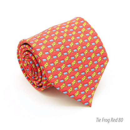 Frog Red Necktie with Handkerchief Set