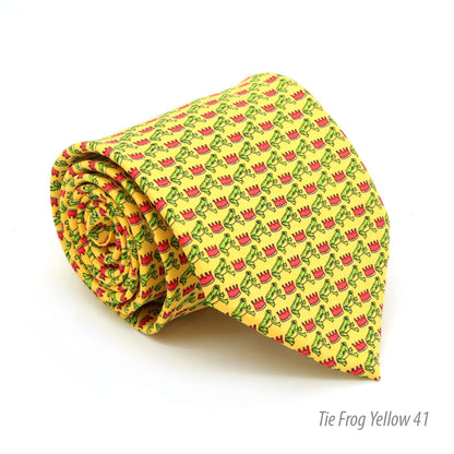 Frog Yellow Necktie with Handkerchief Set