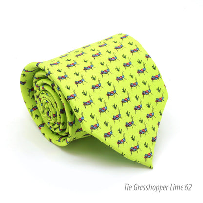 Grasshopper Lime Green Necktie with Handkerchief Set