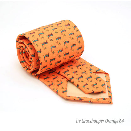 Grasshopper Orange Necktie with Handkerchief Set