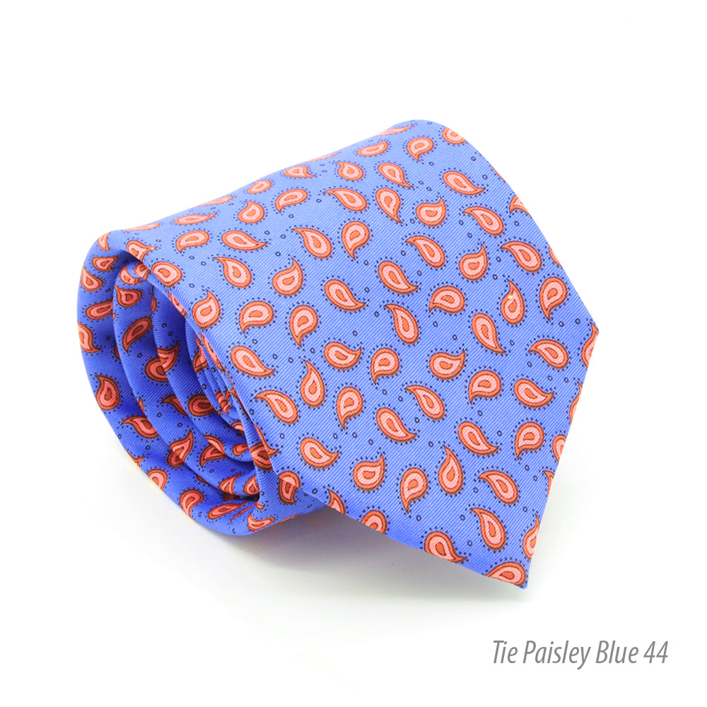 Paisley Blue Necktie with Handkerchief Set