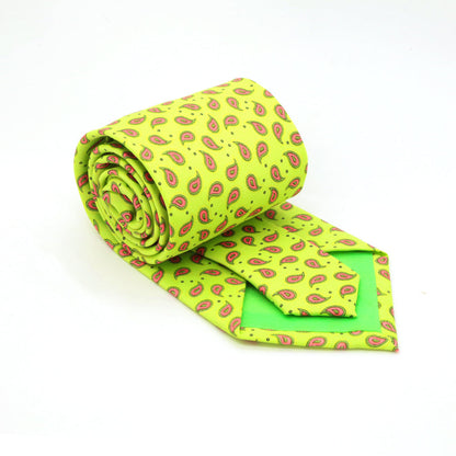 Paisley Lime Necktie with Handkerchief Set
