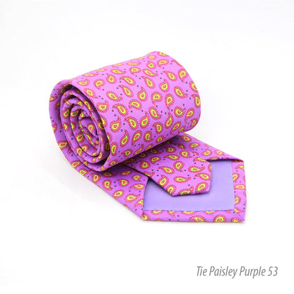 Paisley Purple Necktie with Handkerchief Set