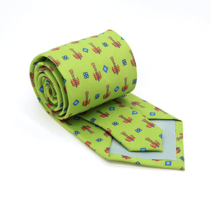 Palm Tree Green Necktie with Handkerchief Set