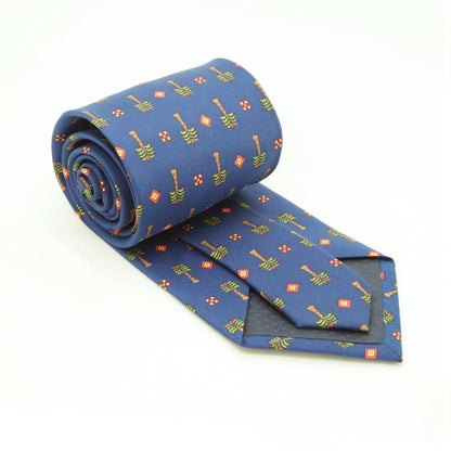 Palm Tree Navy Necktie with Handkerchief Set