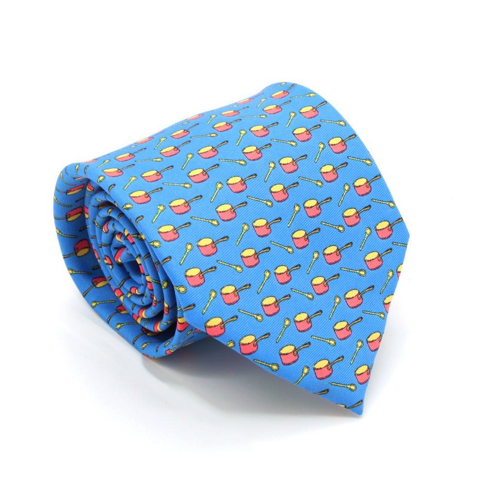 Pots Blue Necktie with Handkerchief Set