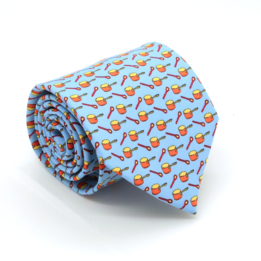Pots Sky Blue Necktie with Handkerchief Set
