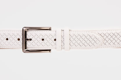 The Layla White Woven Leather Belt