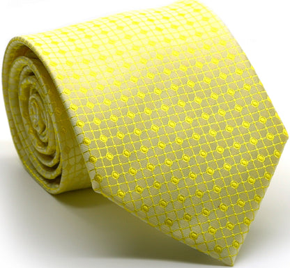 Mens Dads Classic Yellow Geometric Pattern Business Casual Necktie & Hanky Set UO-3