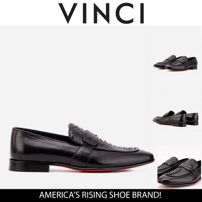 The Dorian Black Python & Baby Buffalo Leather Loafer Men Shoe