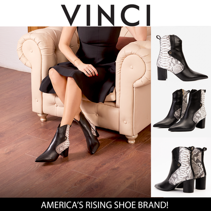 The Saturn Natural Pythn Leather Block Heel Women Boot