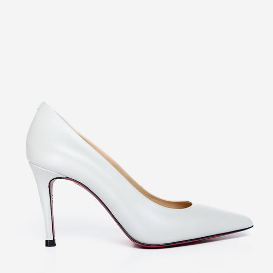The Ege White Leather Pump Fuchsia Sole Women Shoe