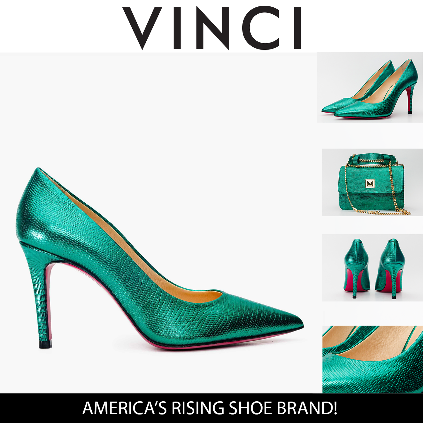 The Maple Green Leather Pump Fuchsia Sole Women Shoe