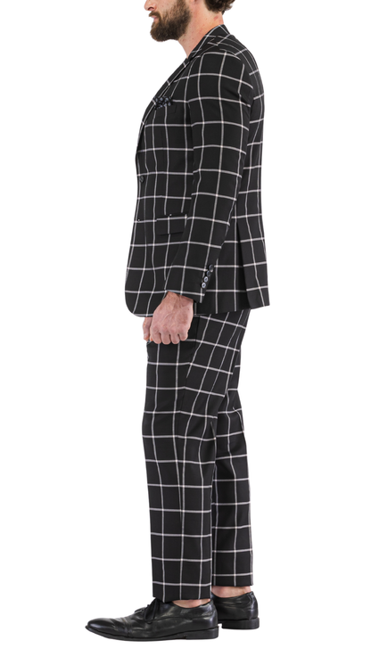 Harvy Black Mens 2 Button Slim Notch Lapel Suit