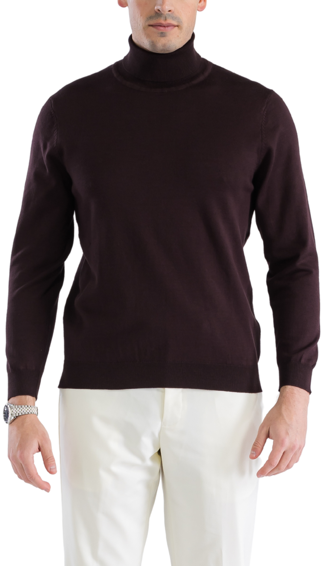 Mens Brown Pullover Turtleneck Sweater