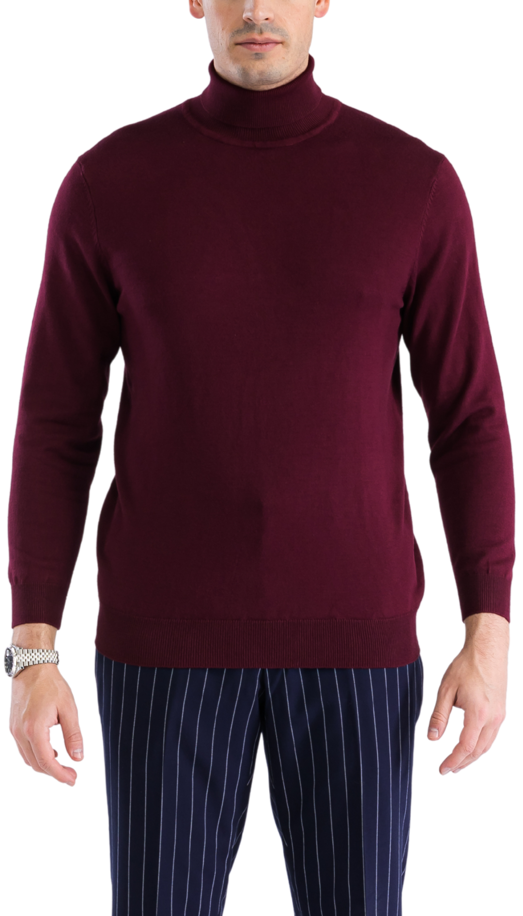 Mens Burgundy Pullover Turtleneck Sweater