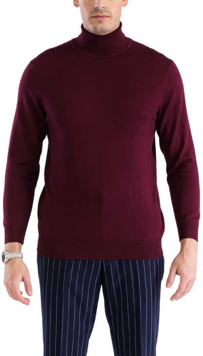 Mens Burgundy Pullover Turtleneck Sweater