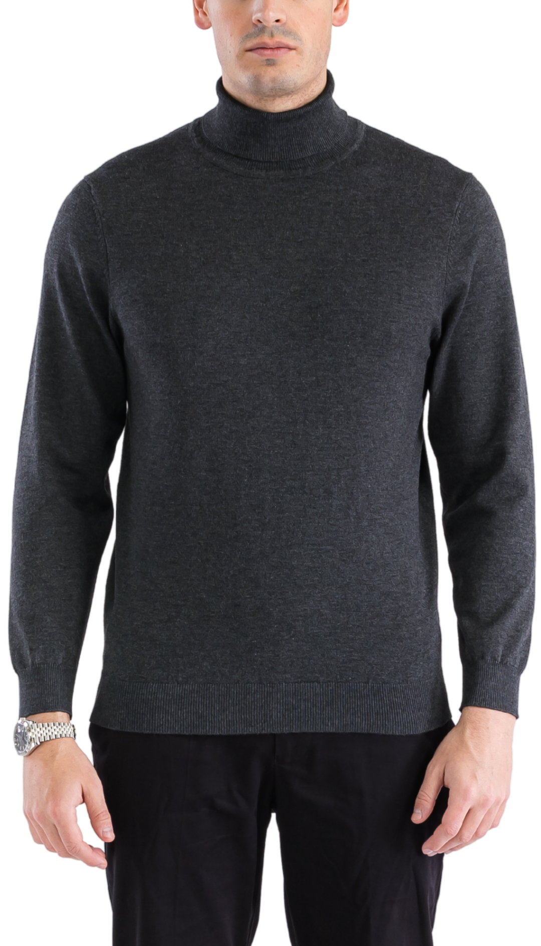 Mens Charcoal Pullover Turtleneck Sweater