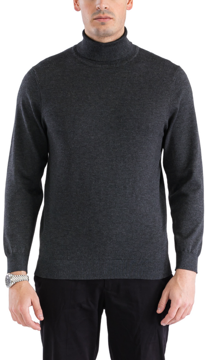 Mens Charcoal Pullover Turtleneck Sweater