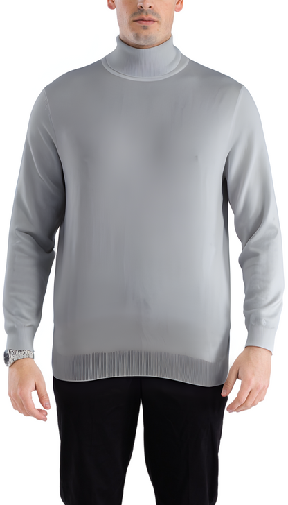 Mens Grey Pullover Turtleneck Sweater
