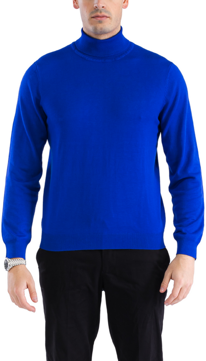 Mens Indigo Pullover Turtleneck Sweater