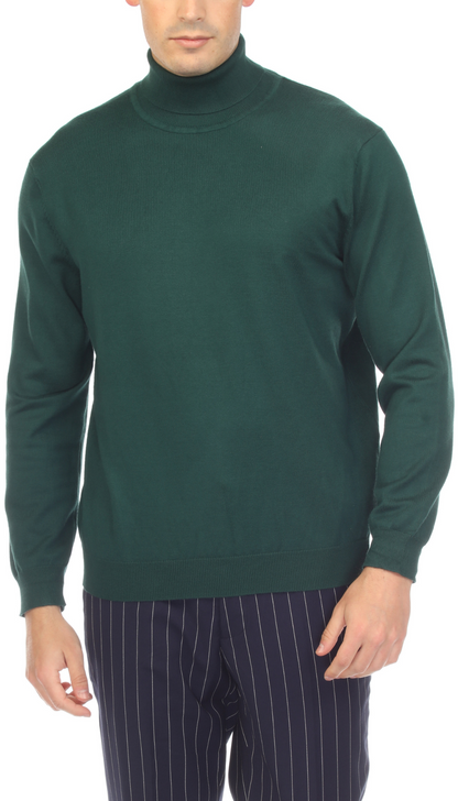 Mens Hunter Green Pullover Turtleneck Sweater