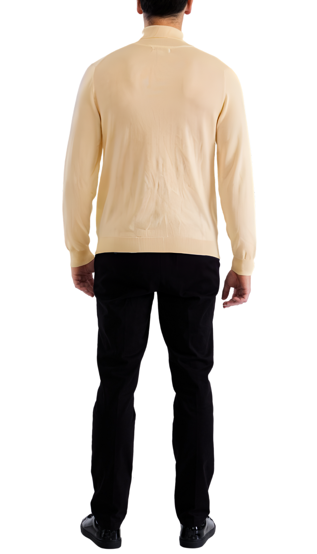 Mens Beige Pullover Turtleneck Sweater