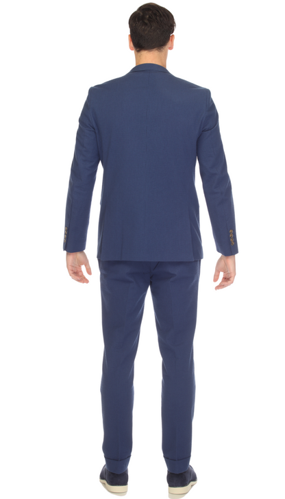 Men's Slim Fit Two Button Navy Seersucker Suit