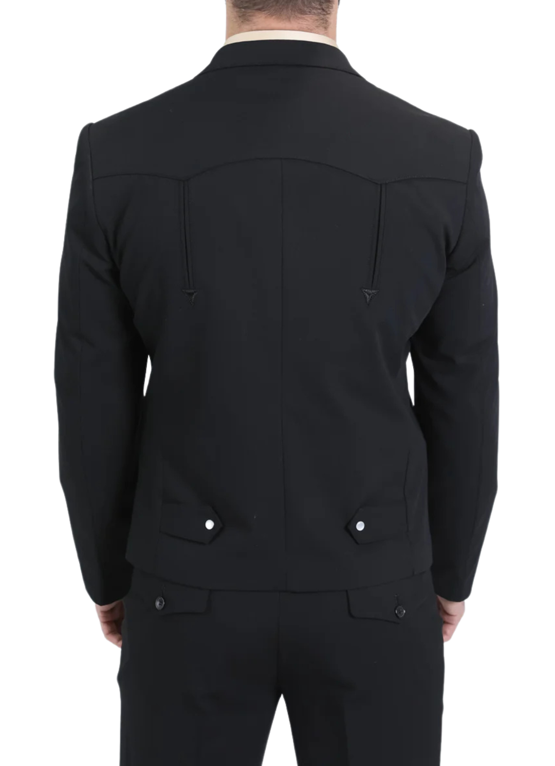 Men's Black Western Suit 2-Piece - Cowboy Suit with Western Yoke & Pearl Snaps