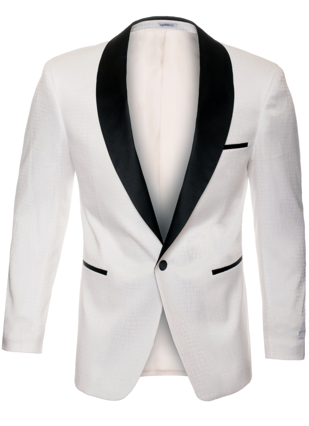 Ferrecci Ash All White Snake Skin Tuxedo Blazer