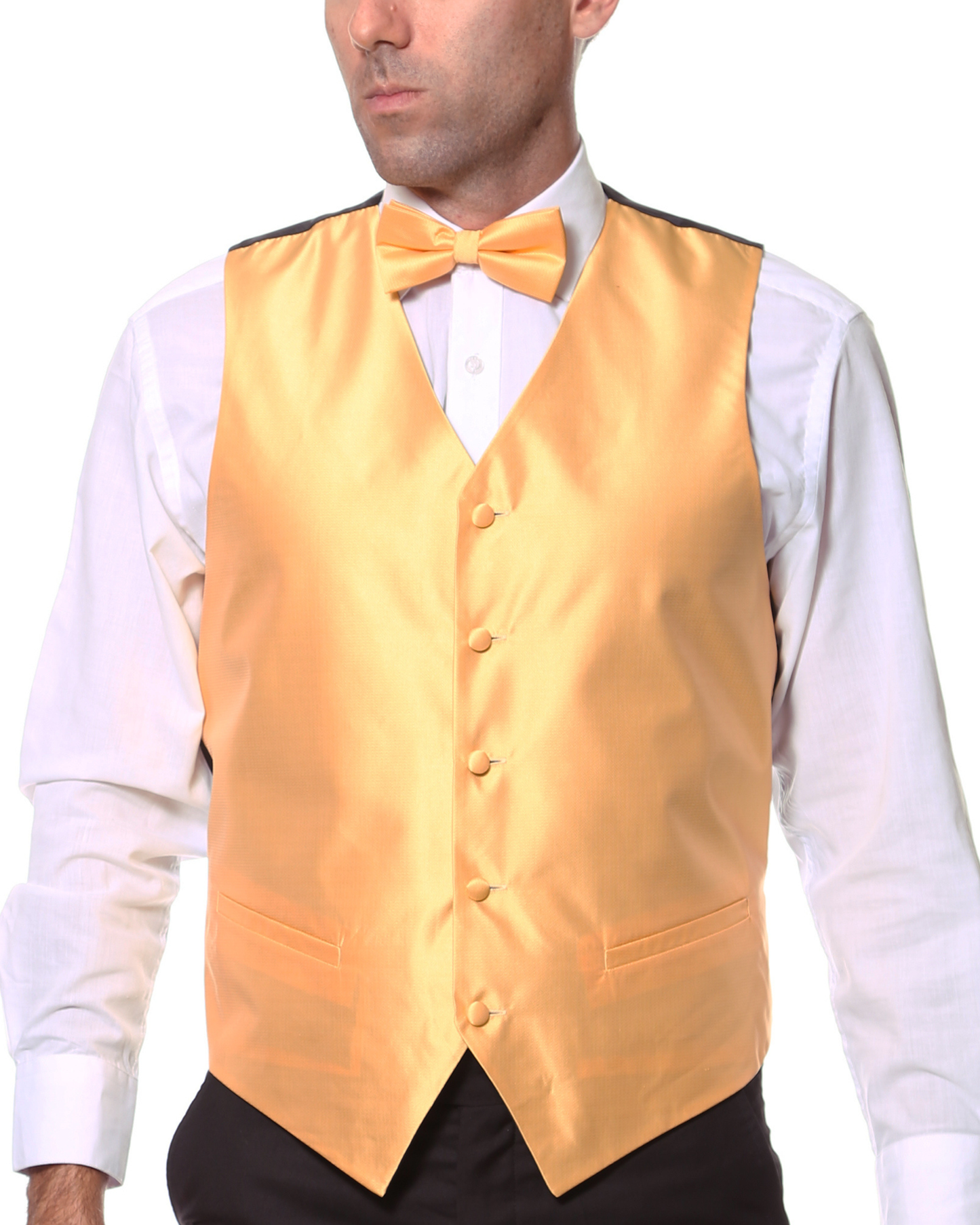 Ferrecci Mens PV450 - Gold with White Back Adjustable Textured Vest Set