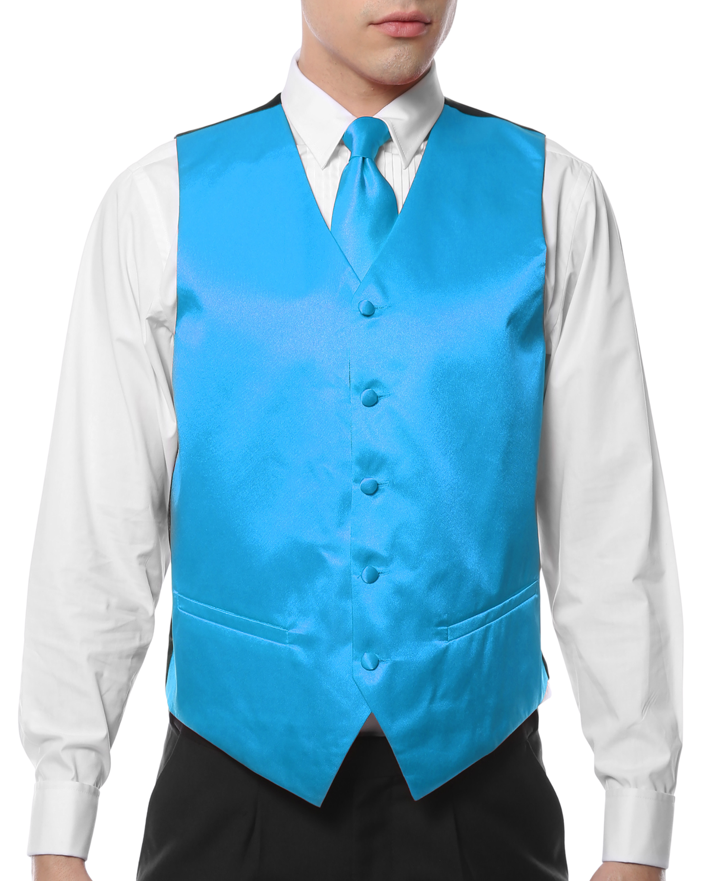 Ferrecci Mens PV600 - Turquoise with White Back Adjustable Vest Set