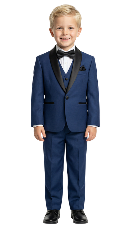 Ferrecci Boys Navy Shawl Collar Tuxedo – Formal Kids Tuxedo (Reno Jr)