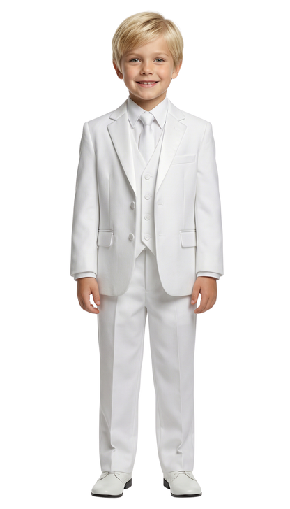 Ferrecci Boys White 5-Piece Suit Set – Formal Kids Suit (JAX JR)