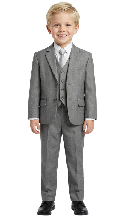 Ferrecci Boys Light Grey 5-Piece Suit Set – Formal Kids Suit (JAX JR)