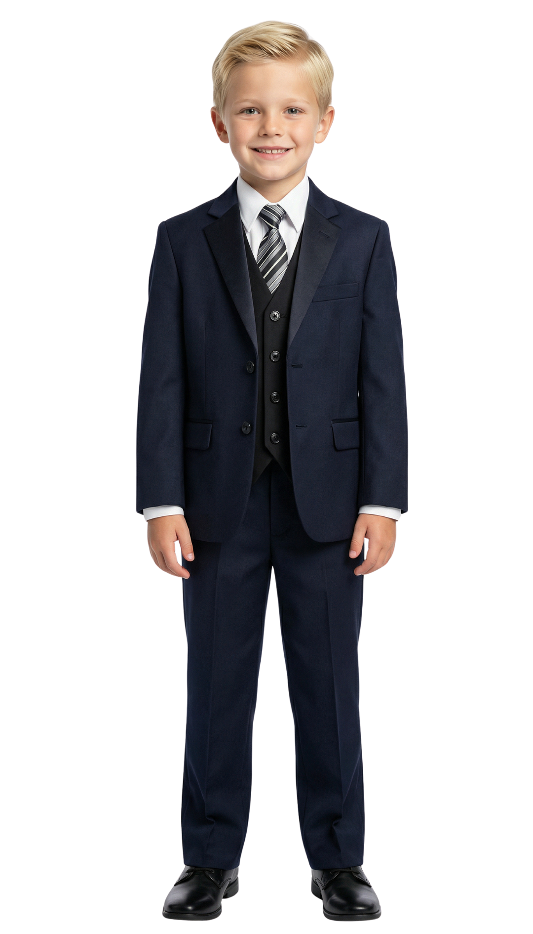 Ferrecci Boys Black 5-Piece Suit Set – Formal Kids Suit (JAX JR)
