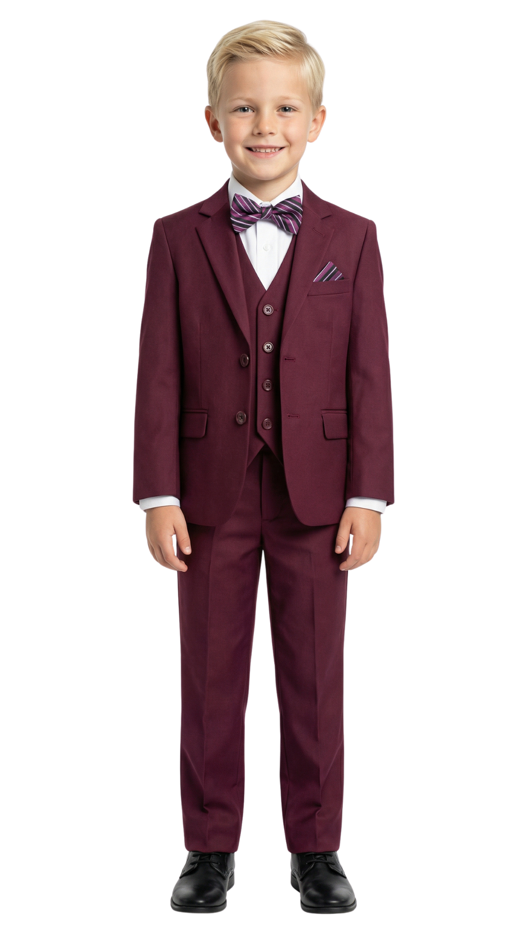 Ferrecci Boys Burgundy 5-Piece Suit Set – Formal Kids Suit (JAX JR)