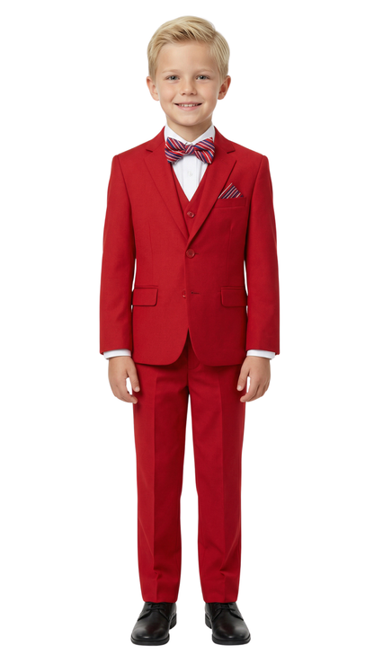 Ferrecci Boys Red 5-Piece Suit Set – Formal Kids Suit (JAX JR)