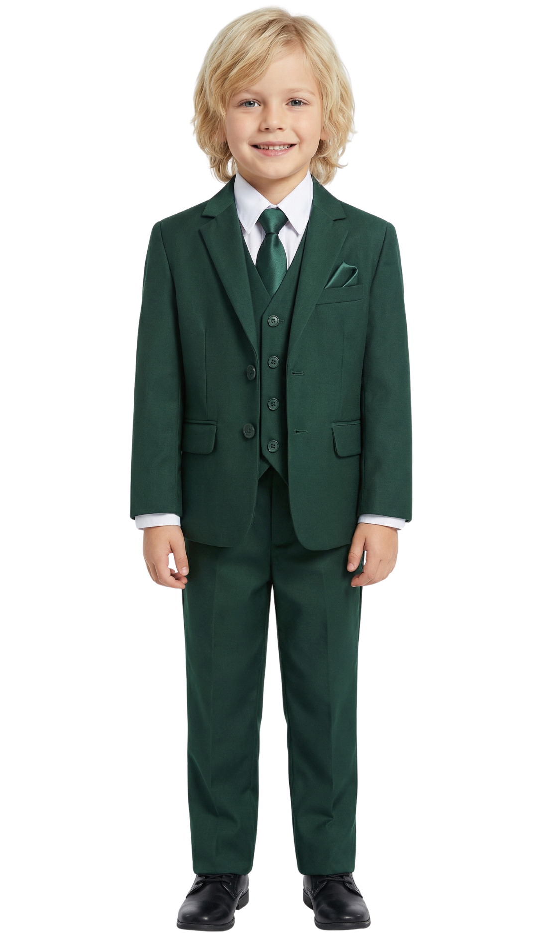 Ferrecci Boys Hunter Green 5-Piece Suit Set – Formal Kids Suit (JAX JR)