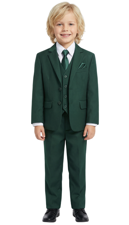 Ferrecci Boys Hunter Green 5-Piece Suit Set – Formal Kids Suit (JAX JR)