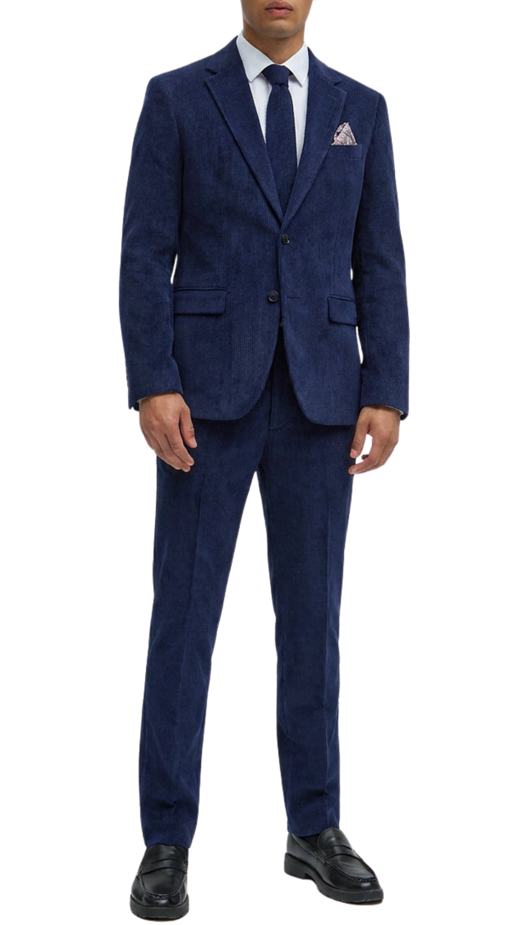The Cordell Navy 2pc Cotton Corduroy Notch Lapel Suit