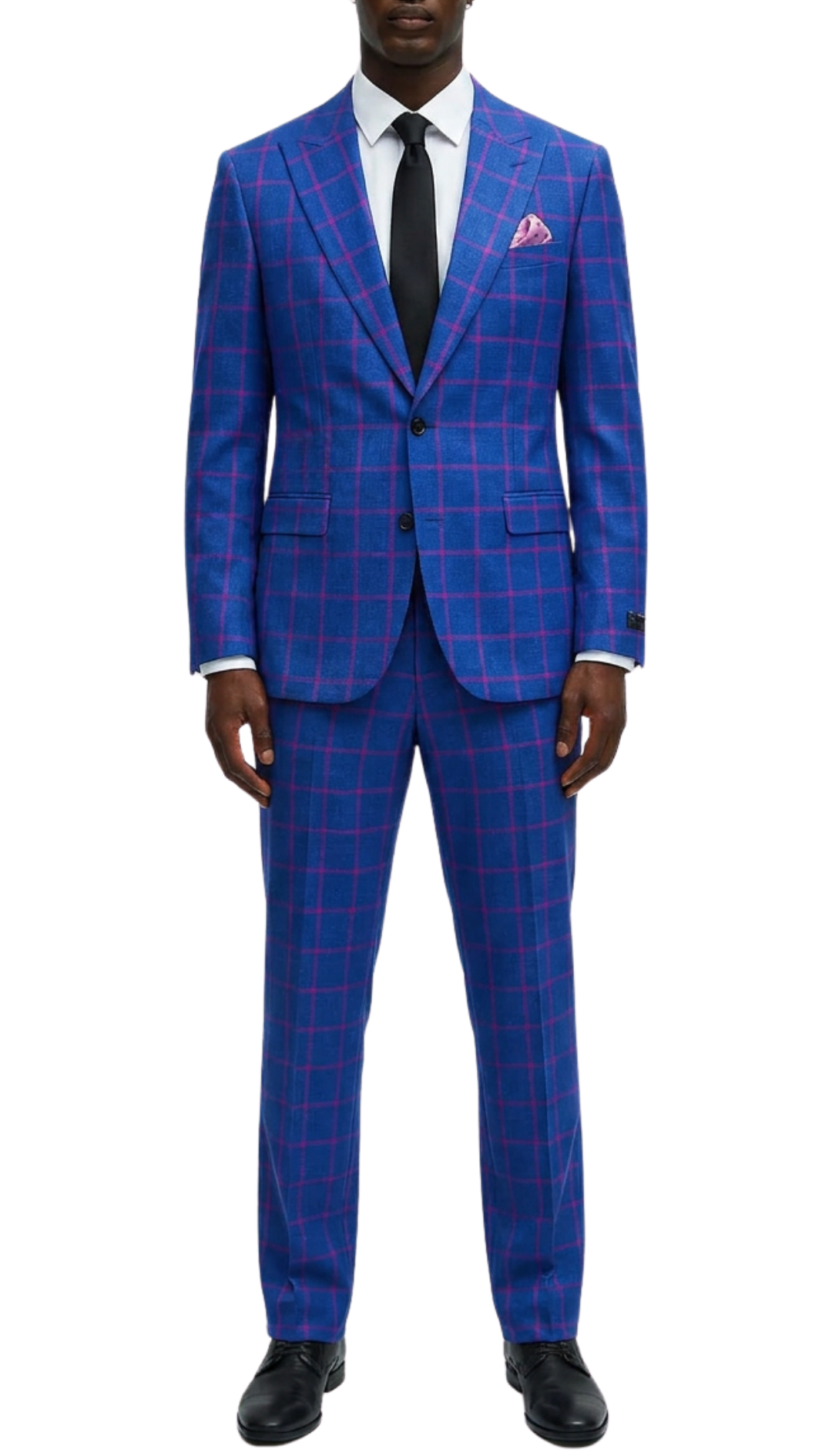 The Kingston Men's Blue Checker Slim Fit 3-Piece Suit — Sharp, Modern, Wedding-Ready