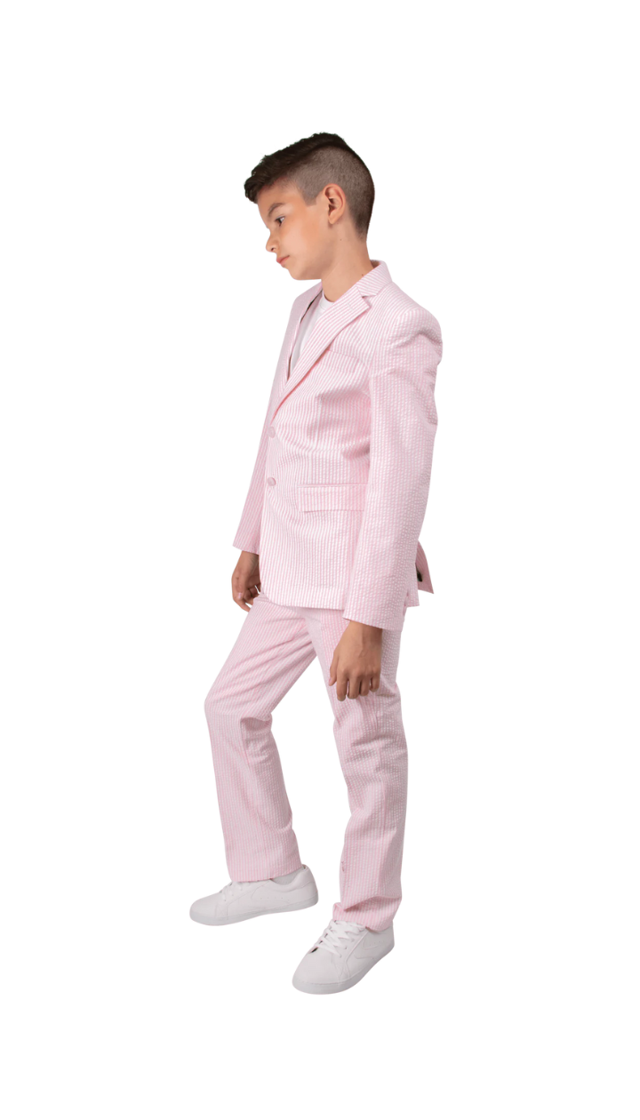 Ferrecci Boys Pink Seersucker 2-Piece Suit Set – Summer Kids Suit