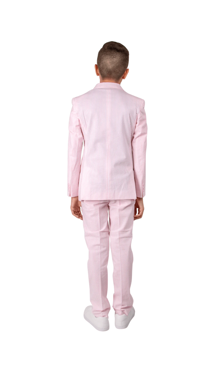 Ferrecci Boys Pink Seersucker 2-Piece Suit Set – Summer Kids Suit