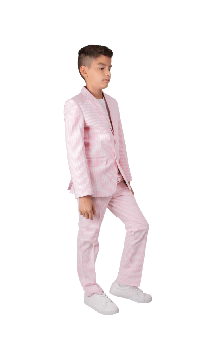 Ferrecci Boys Pink Seersucker 2-Piece Suit Set – Summer Kids Suit
