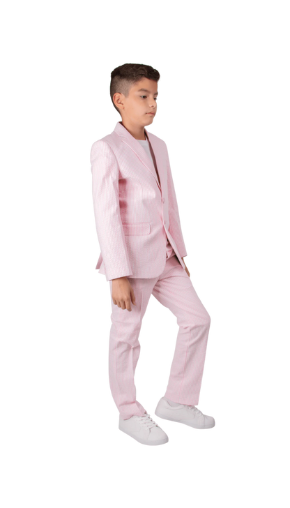 Ferrecci Boys Pink Seersucker 2-Piece Suit Set – Summer Kids Suit